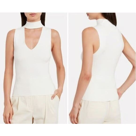 A.L.C Women's Colby Sleeveless Ribbed Choker Neck Top In Ivory Large $275 - Picture 1 of 7